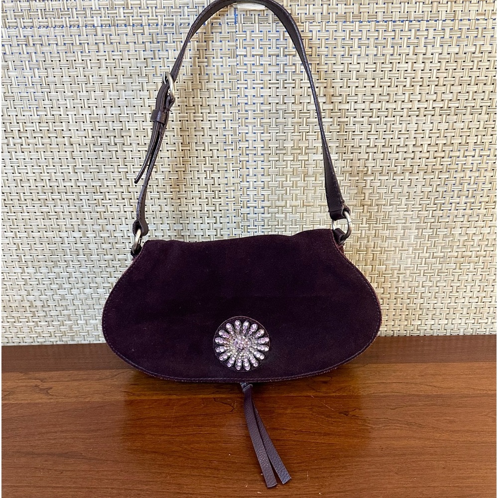 🌟HP🌟VTG 1990s Purple Suede Bling Flap Style Shoulder Bag by New York & Company